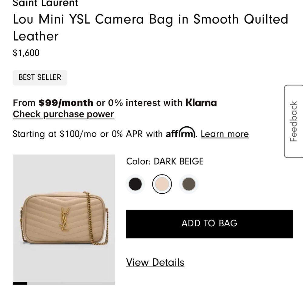 Yves Saint Laurent Taupe Quilted Crossbody Bag - Picture 2 of 4